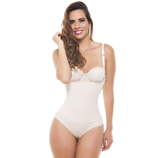 Faja shapewear invisible bajo pecho con tanga color beige Luxury