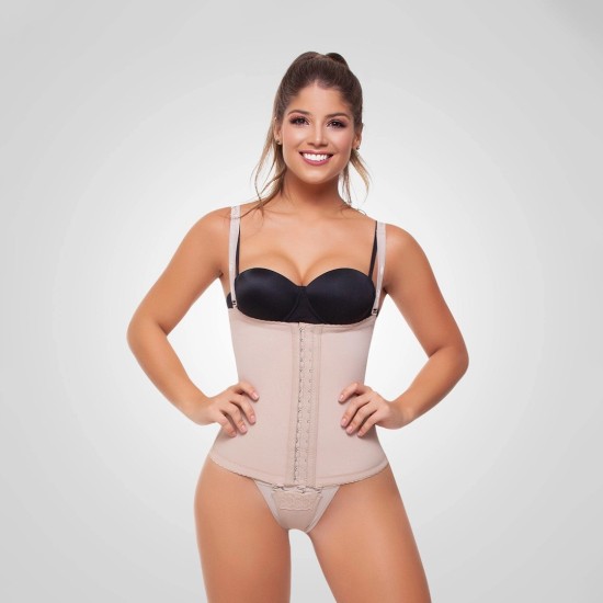 Faja body tipo tanga con tirantes y tanga removibles color beige Steysi